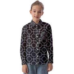 Geometric Pattern Design White Kids  Long Sleeve Shirt by Maspions