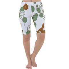 Nasturtium Flowers Plant Leaves Cropped Leggings  by Maspions