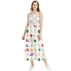 Snails Butterflies Pattern Seamless Boho Sleeveless Summer Dress by Maspions