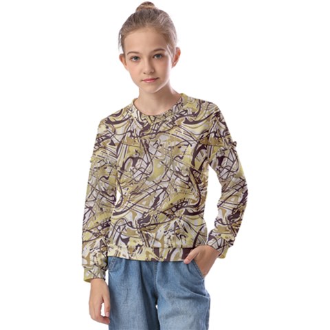 Marble Texture Pattern Seamless Kids  Long Sleeve T-shirt With Frill  by Maspions