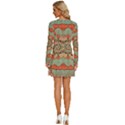 Mandala Floral Decorative Flower Long Sleeve Deep V Mini Dress  View4