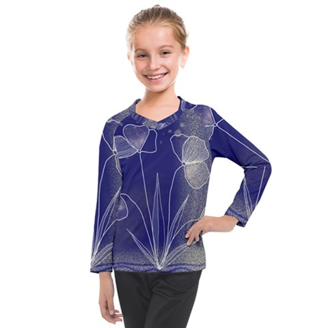 Flower Nature Abstract Art Kids  Long Mesh T-shirt by Maspions