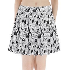 Seamless Pattern With Black White Doodle Dogs Pleated Mini Skirt by Grandong