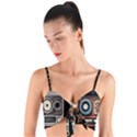 Retro Cameras Old Vintage Antique Technology Wallpaper Retrospective Woven Tie Front Bralet View1