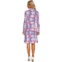 Flower Art Pattern Geometric Long Sleeve Shirt Collar A-Line Dress View4