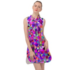 Floor Colorful Triangle Sleeveless Shirt Dress by Maspions