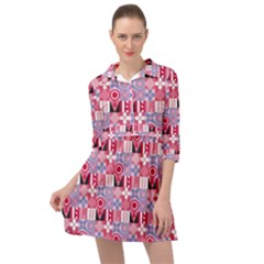 Scandinavian Abstract Pattern Mini Skater Shirt Dress by Maspions