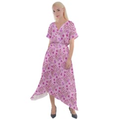 Illustration Pattern Seamless Cross Front Sharkbite Hem Maxi Dress by Maspions