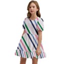 Retro Vintage Stripe Pattern Abstract Kids  Short Sleeve Dolly Dress View2