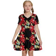 Floral Geometry Kids  Short Sleeve Tiered Mini Dress by Sparkle