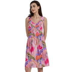 Pink Glowing Flowers Classic Skater Dress by Sparkle