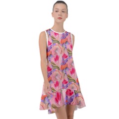 Pink Glowing Flowers Frill Swing Dress by Sparkle