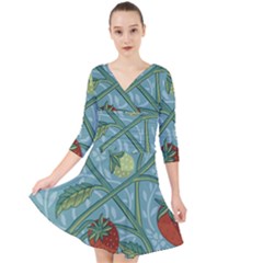 Spring Time Quarter Sleeve Front Wrap Dress by AlexandrouPrints