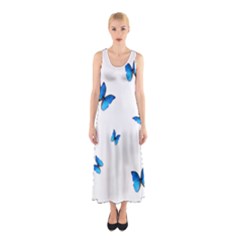 Butterfly-blue-phengaris Sleeveless Maxi Dress by saad11