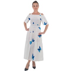 Butterfly-blue-phengaris Shoulder Straps Boho Maxi Dress  by saad11