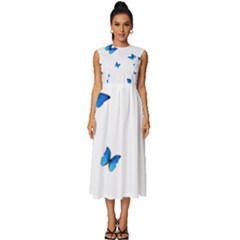 Butterfly-blue-phengaris Sleeveless Round Neck Midi Dress by saad11