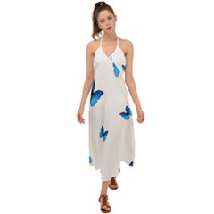 Butterfly-blue-phengaris Halter Tie Back Dress  by saad11