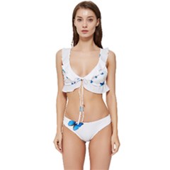 Butterfly-blue-phengaris Low Cut Ruffle Edge Bikini Set by saad11