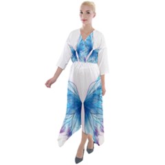 Butterfly-drawing-art-fairytale  Quarter Sleeve Wrap Front Maxi Dress by saad11