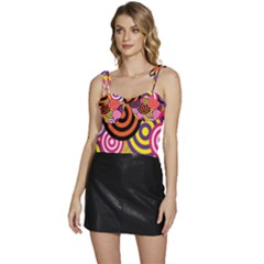 Abstract Circles Background Retro Flowy Camisole Tie Up Top by Ravend