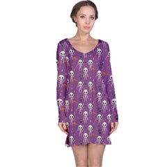 Skull Halloween Pattern Long Sleeve Nightdress by Maspions