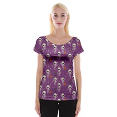 Skull Halloween Pattern Cap Sleeve Top by Maspions