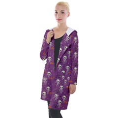 Skull Halloween Pattern Hooded Pocket Cardigan by Maspions