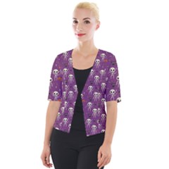 Skull Halloween Pattern Cropped Button Cardigan by Maspions