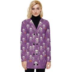 Skull Halloween Pattern Button Up Hooded Coat  by Maspions