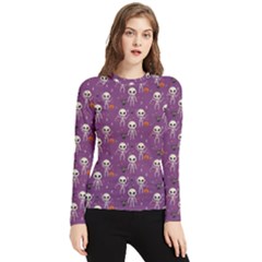 Skull Halloween Pattern Women s Long Sleeve Rash Guard by Maspions