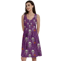 Skull Halloween Pattern Classic Skater Dress by Maspions