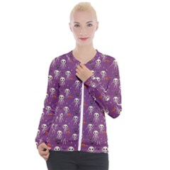 Skull Halloween Pattern Casual Zip Up Jacket by Maspions