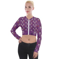 Skull Halloween Pattern Long Sleeve Cropped Velvet Jacket by Maspions