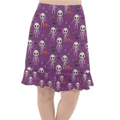 Skull Halloween Pattern Fishtail Chiffon Skirt by Maspions