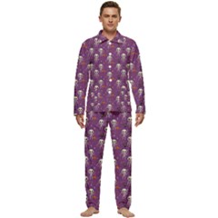 Skull Halloween Pattern Men s Long Sleeve Velvet Pocket Pajamas Set by Maspions