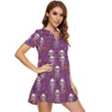 Skull Halloween Pattern Tiered Short Sleeve Babydoll Dress View2