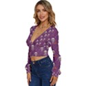 Skull Halloween Pattern Long Sleeve Deep-V Velour Top View2