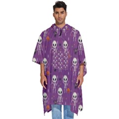 Skull Halloween Pattern Men s Hooded Rain Ponchos by Maspions