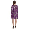 Skull Halloween Pattern Long Sleeve Knee Length Skater Dress With Pockets View4