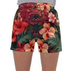 Tropical Flower Bloom Sleepwear Shorts by Maspions