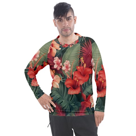 Tropical Flower Bloom Men s Pique Long Sleeve T-shirt by Maspions