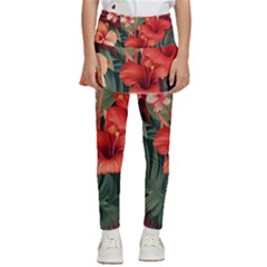 Tropical Flower Bloom Kids  Skirted Pants by Maspions