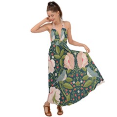 Spring Design With Watercolor Flowers Backless Maxi Beach Dress by AlexandrouPrints