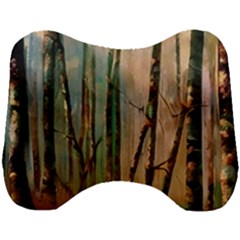 Woodland Woods Forest Trees Nature Outdoors Cellphone Wallpaper Mist Moon Background Artwork Book Co Head Support Cushion by Grandong