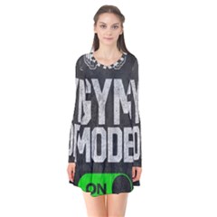 Gym Mode Long Sleeve V-neck Flare Dress by Store67