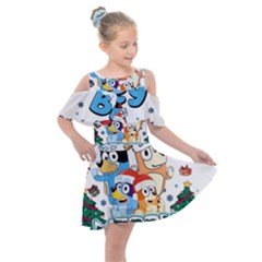 Bluey Birthday Kids  Shoulder Cutout Chiffon Dress by avitendut