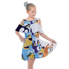 Bluey Kids  Shoulder Cutout Chiffon Dress by avitendut