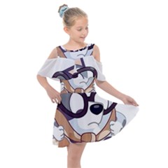 Bluey Christmas Kids  Shoulder Cutout Chiffon Dress by avitendut