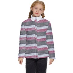 Vintage Vibrant Stripes Pattern Print Design Kids  Puffer Bubble Jacket Coat by dflcprintsclothing