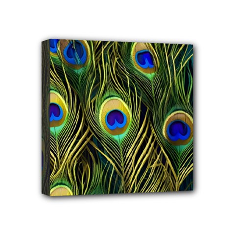 Peacock Pattern Mini Canvas 4  X 4  (stretched) by Maspions